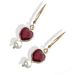 Heart-shaped garnet pear dangle earrings in 14k gold with elegant drop design, from JewelryNest.