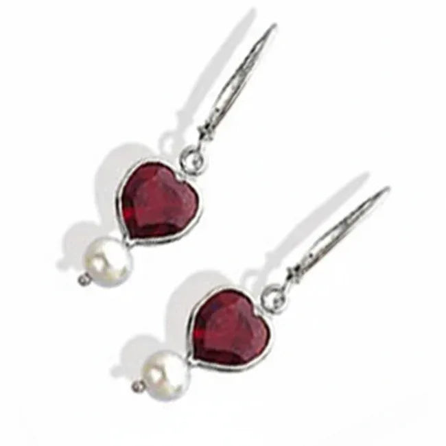 Heart-shaped garnet pear dangle earrings in 14k gold with 3.0 carats, featuring elegant JewelryNest jewelry design.