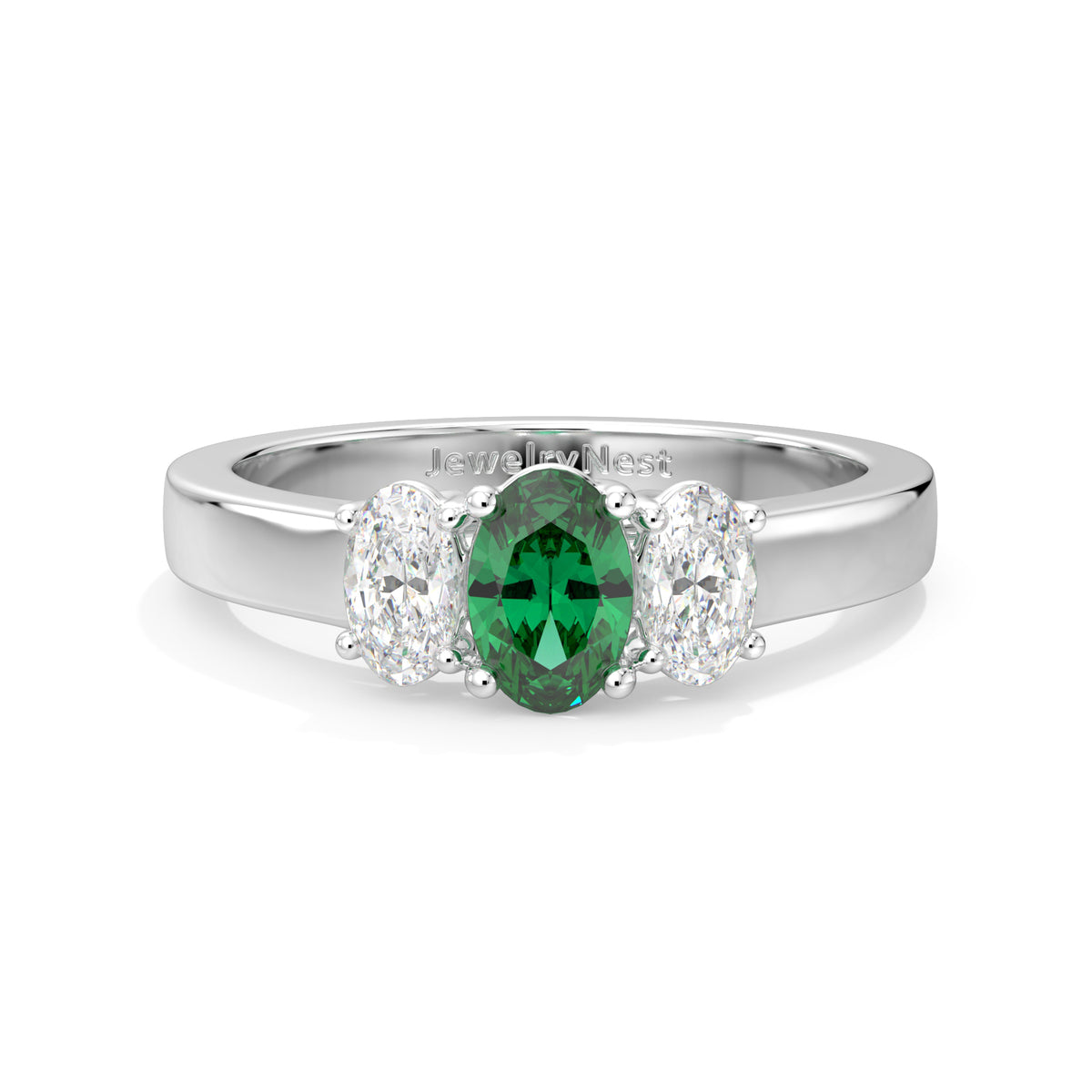 14k Gold Oval Emerald Diamond Ring (1.05.cts.tw)