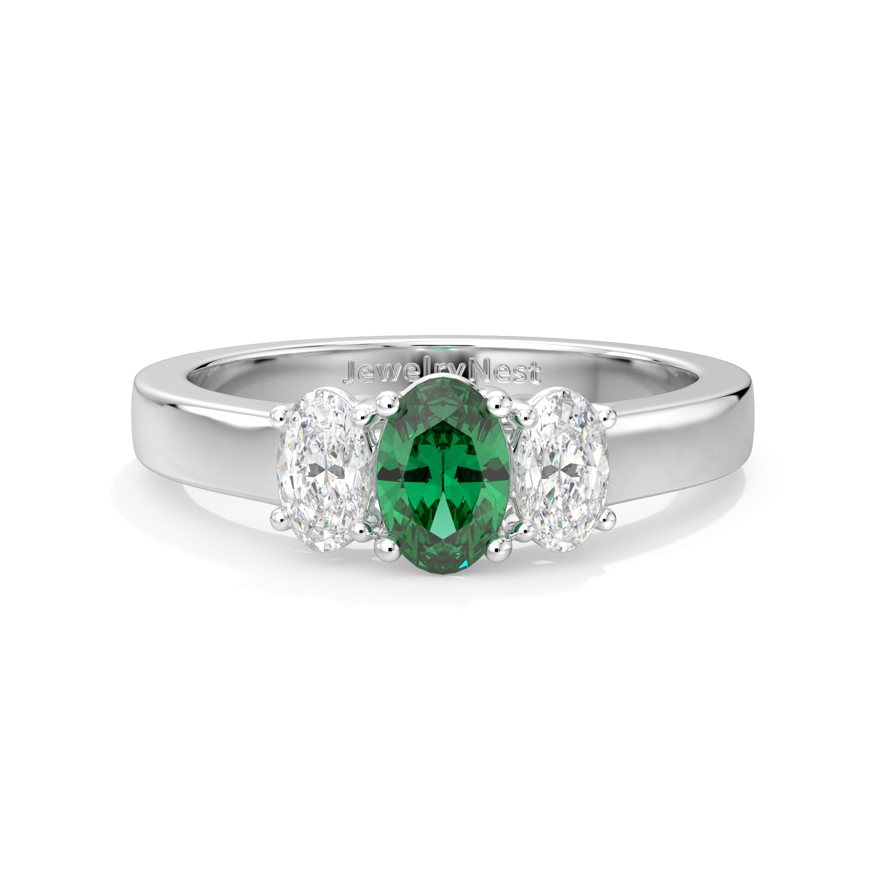 14k Gold Oval Emerald Diamond Ring (1.05.cts.tw)