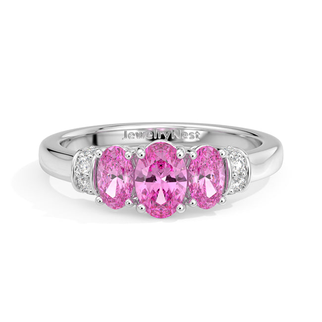 14k Gold Oval Pink Sapphire Diamond Ring (1.06.cts.tw)