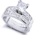 14k gold wedding band with princess-cut diamond accents from JewelryNest, featuring a 1.90 ct total weight bridal set.