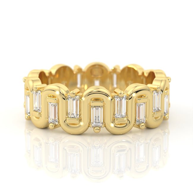 14k Yellow Gold Baguette Diamond Arch Eternity Band (1.01 ct.tw) - JewelryNest LLC