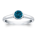 14k white gold ocean blue solitaire diamond ring with 0.50 carats tw, showcasing a stunning blue gemstone.