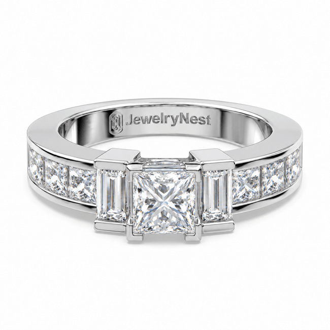 14k Gold Princess Emerald Cut Diamond Ring (1.60.cts.tw) - JewelryNest LLC