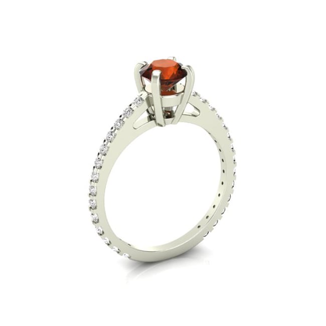 14k gold orange cognac solitaire diamond fashion ring with 0.65 carats tw, featuring a vibrant orange gemstone and elegant design