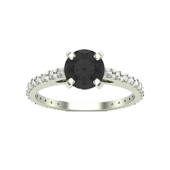 14k gold black solitaire diamond ring with round cut 0.65 ct total weight, elegant fashion jewelry from JewelryNest.
