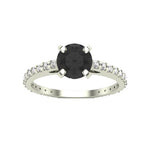 14k gold black solitaire diamond ring with round cut 0.65 ct total weight, elegant fashion jewelry from JewelryNest.
