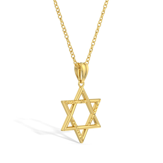 14K Gold Polished & Diamond Cut Star of David( 3.0.gr.tw)