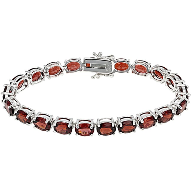 Sterling Silver Garnet Gemstone Tennis Bracelet (14.5.cts.tw)