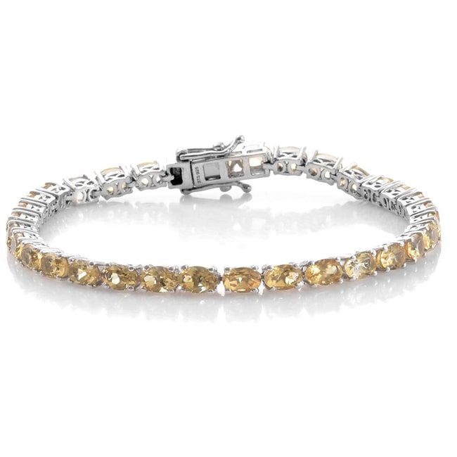 Sterling Silver Citrine Gemstone Tennis Bracelet (14.5.cts.tw)