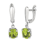 Sterling Silver Oval Peridot Dangle Earrings (3.20.cts.tw)