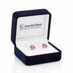 Amethyst Bezel Stud Earrings in Box with Logo