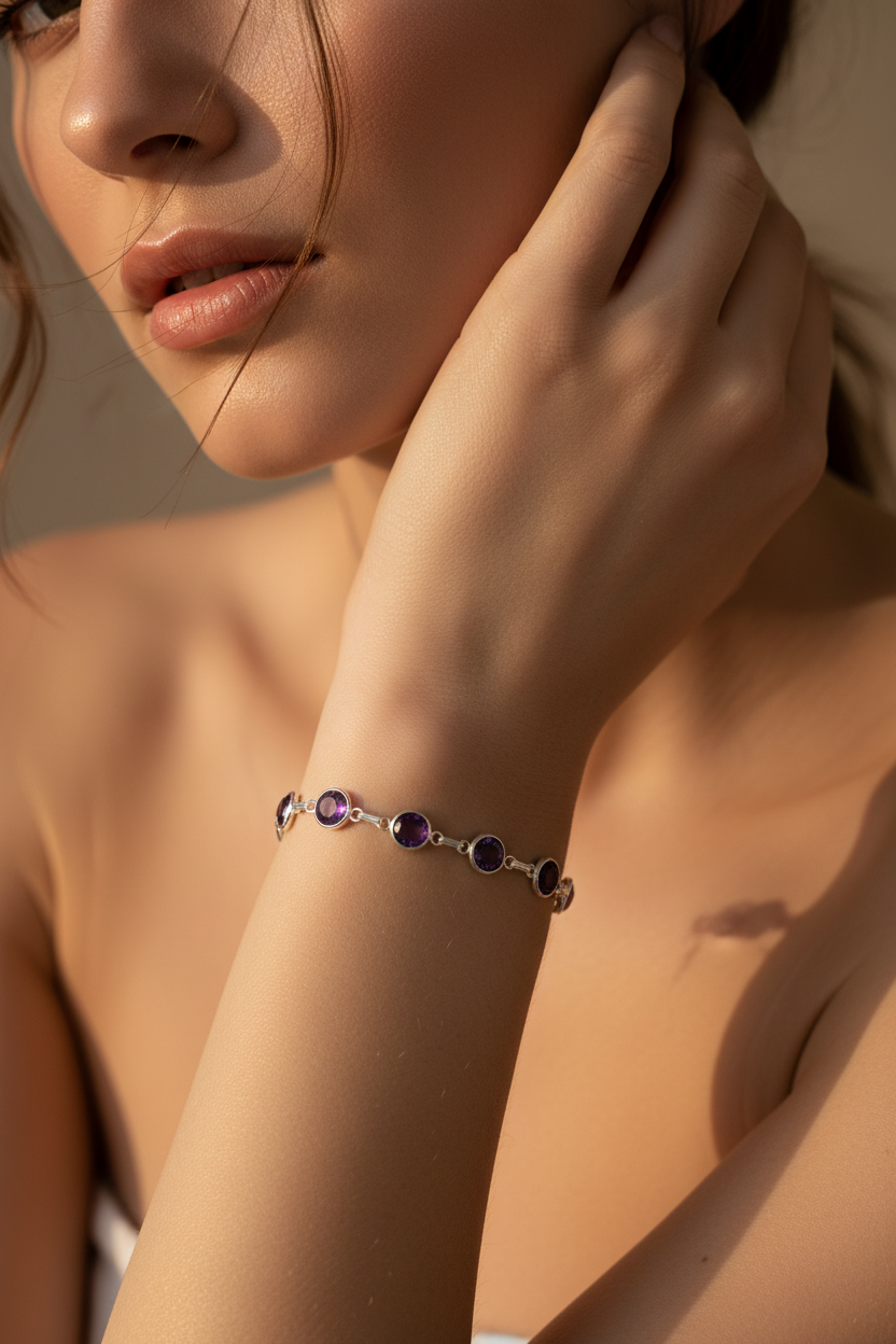 Amethyst Bracelet on Model