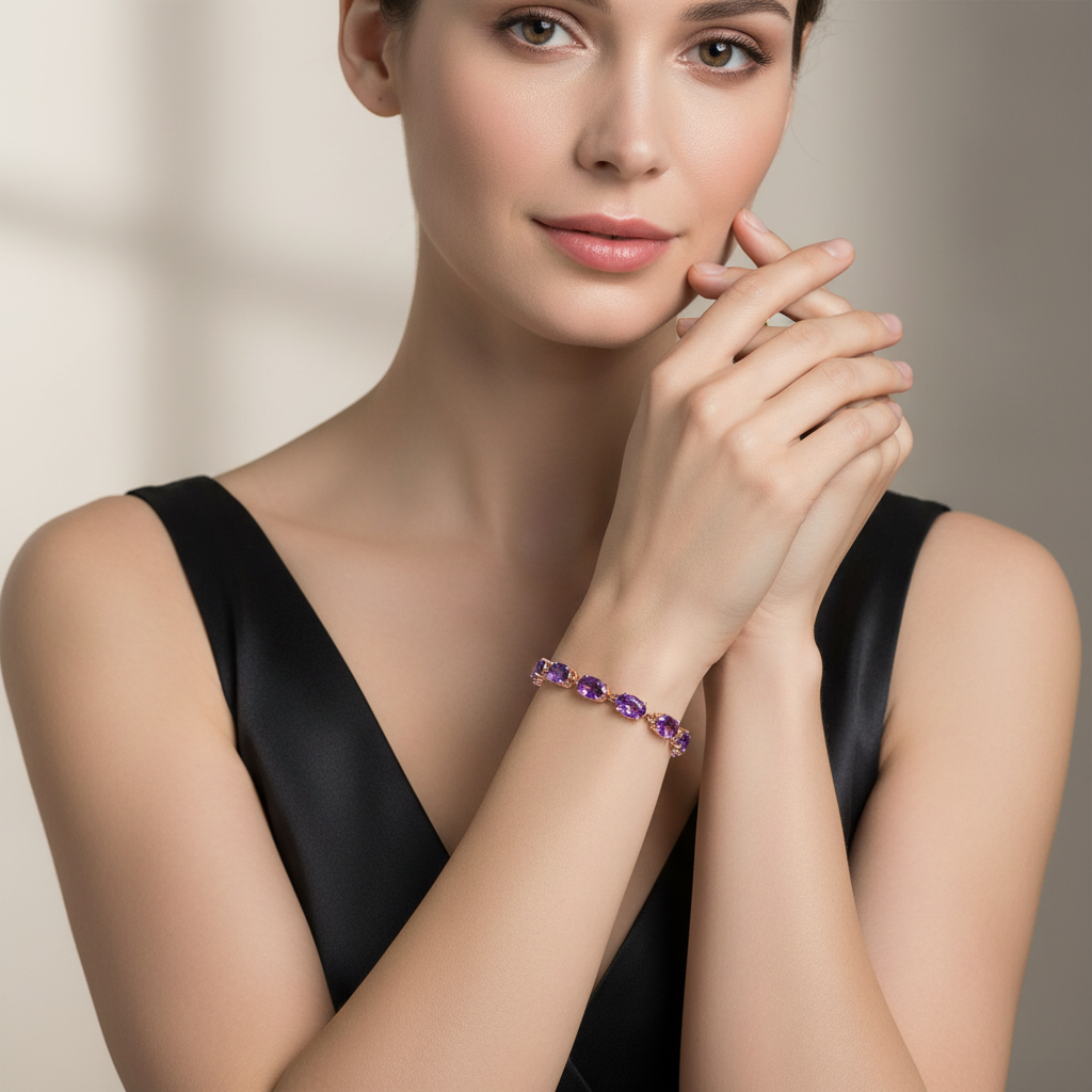 Amethyst Bracelet on model