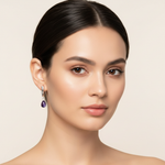 Amethyst Briolette Earrings on Model