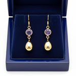 Amethyst Teardrop Earrings in Royal Blue Box