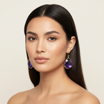 Amethyst Teardrop Earrings on Model