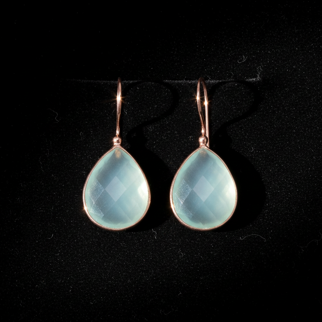 Aqua Chalcedony Earrings - Flat Lay