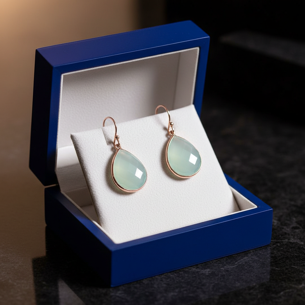 Aqua Chalcedony Earrings - Jewelry Box
