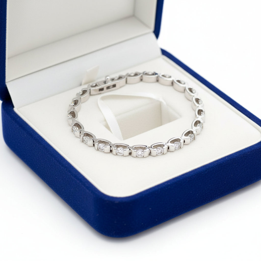 Bar Channel Diamond Tennis Bracelet in box