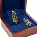 Bezel Chandelier Earrings in Royal Blue Box