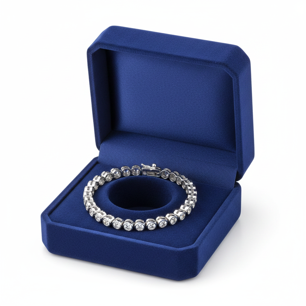 Bezel Diamond Tennis Bracelet in box
