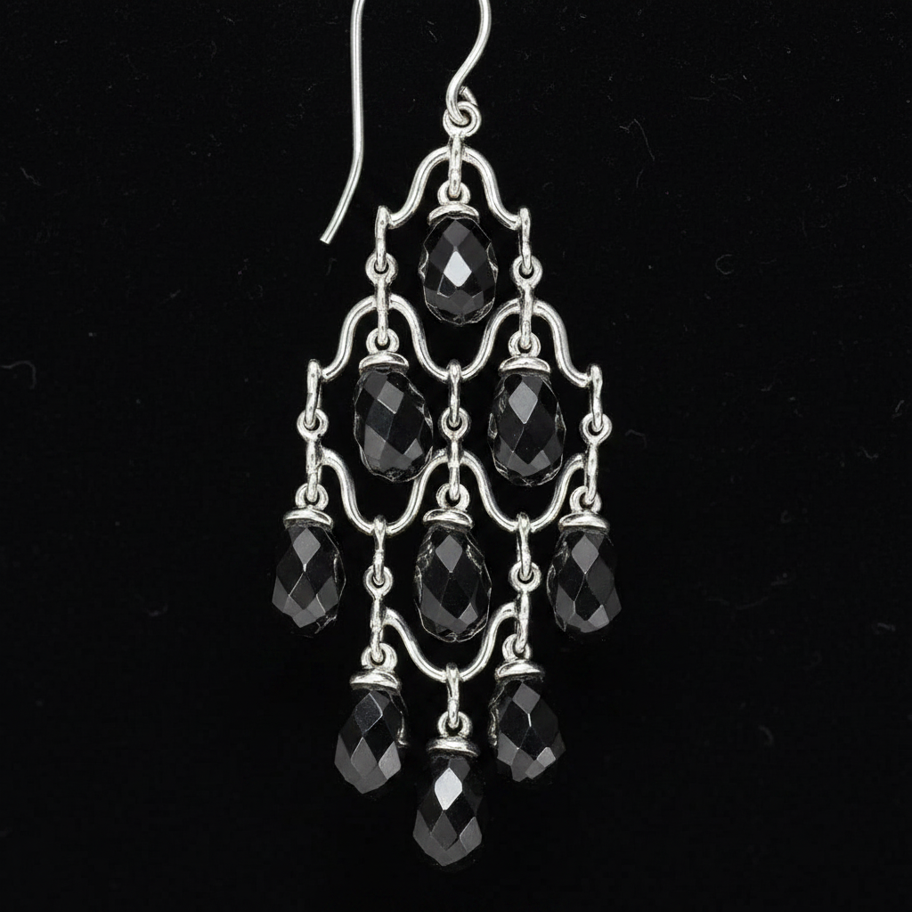 Black Onyx Earrings - Close Up