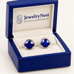 14k Gold Round Bezel Royal Blue Sapphire Stud Earrings – 0.70 ct - JewelryNest LLC