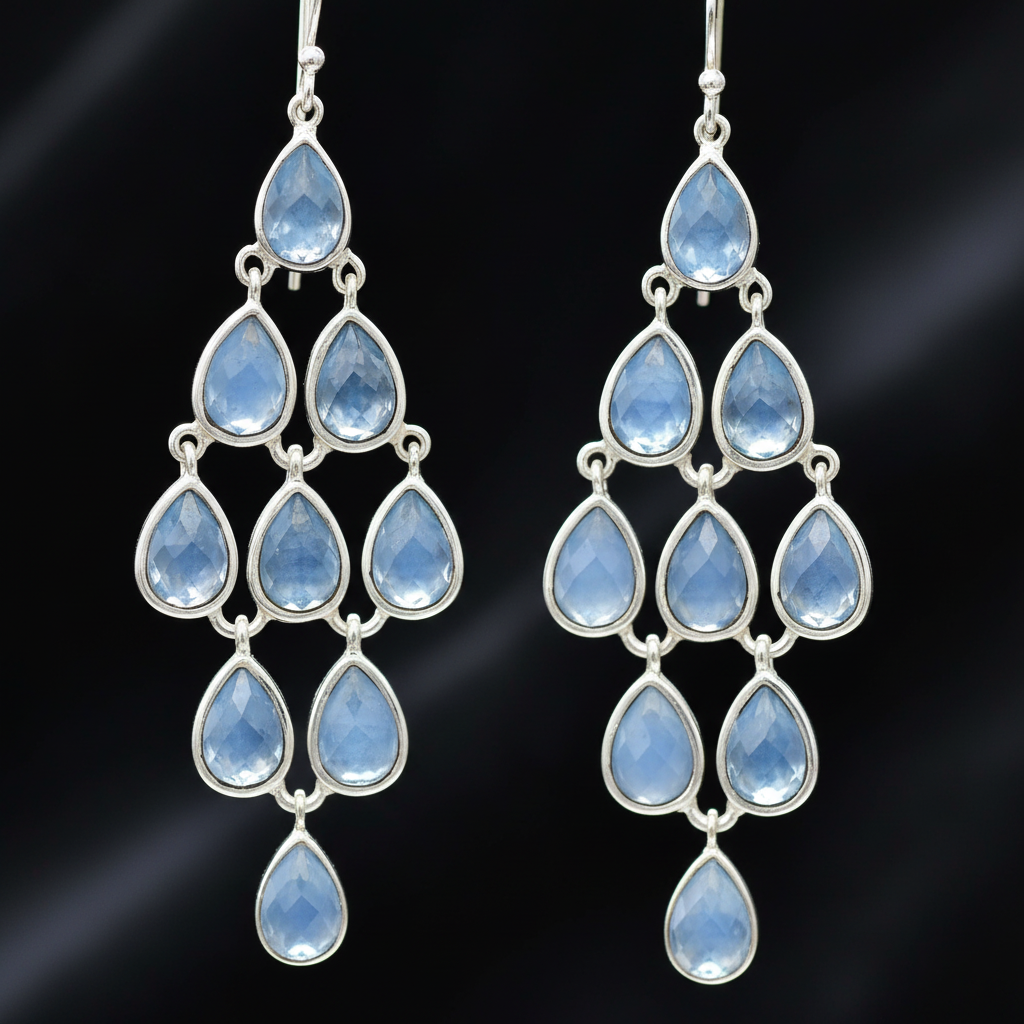 Blue Chalcedony Earrings - Close Up