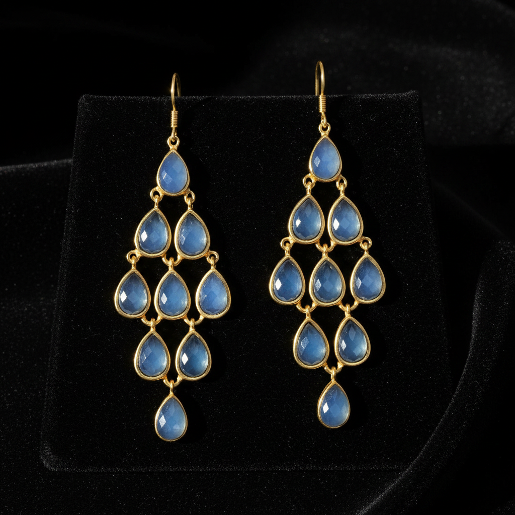 Blue Chalcedony Earrings - Flat Lay