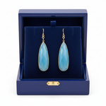 Blue Chalcedony Sapphire Earrings in Royal Blue Box