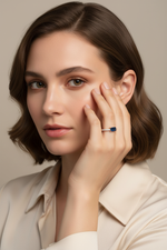 Blue Sapphire Diamond Ring on Full Face Model