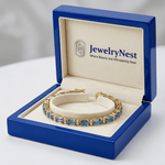14k Solid Gold Diamond Blue Topaz Tennis Bracelet (8.56.cts.tw) - JewelryNest LLC