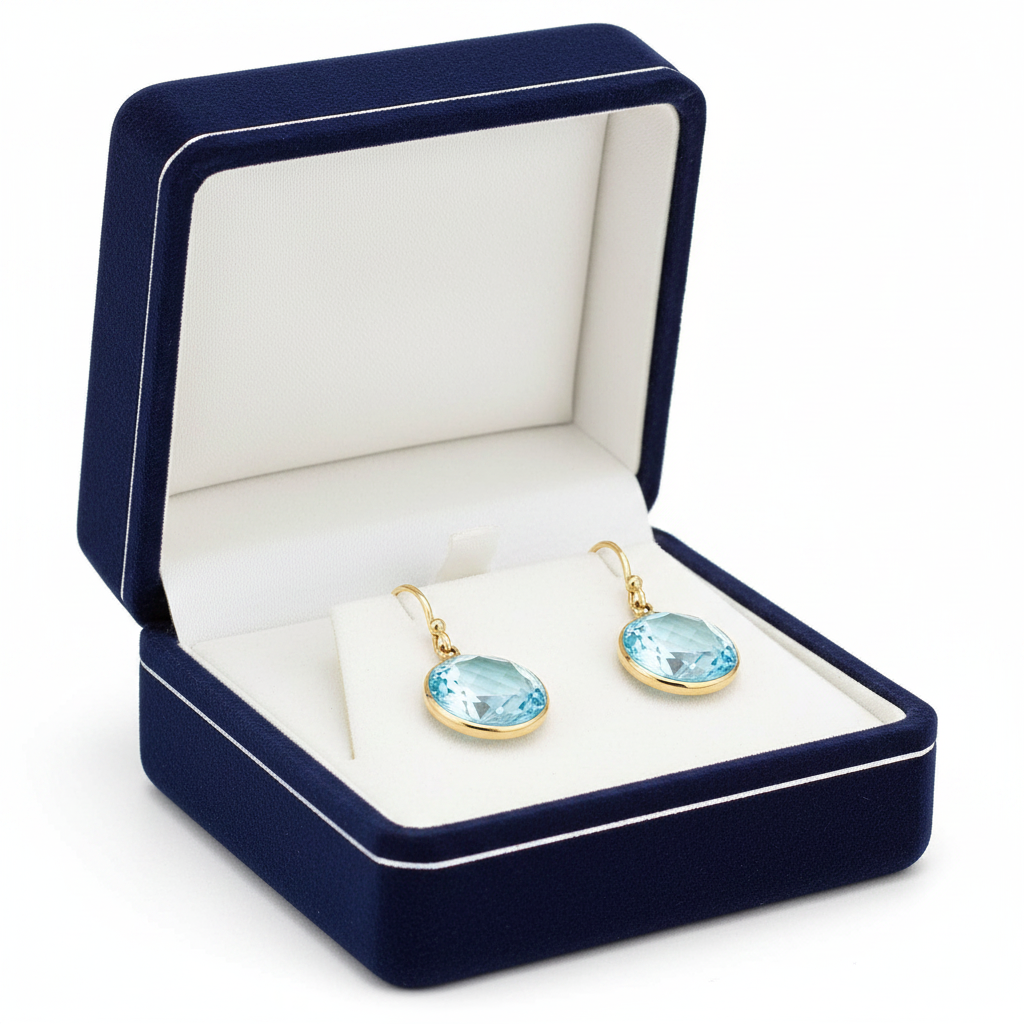 Blue Topaz Earrings in Gift Box