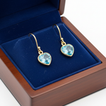 Blue Topaz Heart Earrings in Box