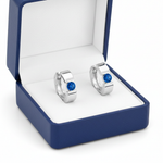 Blue Topaz Huggie Earrings in Royal Blue Box