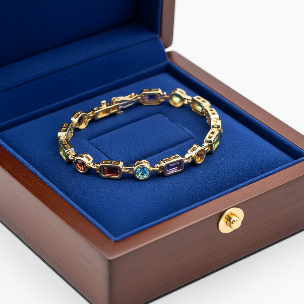 Bracelet in wooden royal blue box