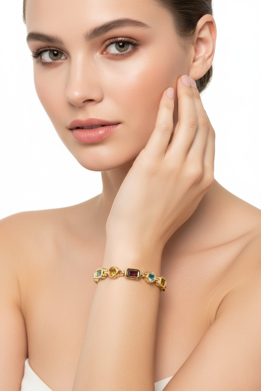 Bracelet on model with face
