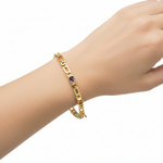 Emerald-cut multi-colored gemstone bracelet with 3.0 carats by JewelryNest, worn on a model's wrist showcasing vibrant stones.