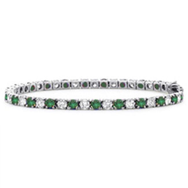 14k Gold Round Diamond Emerald Tennis Bracelet (4.0.cts.tw)