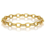 14k Yellow Solid Gold Diamonds Oval Link Bracelet (1.86.cts.tw)