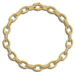 14k Yellow Solid Gold Diamonds Oval Link Bracelet (1.86.cts.tw)