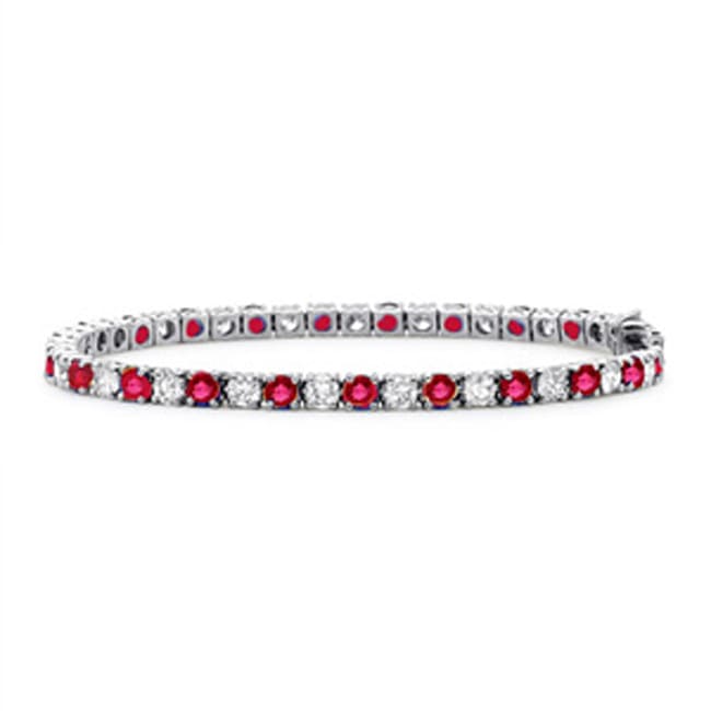 14k Solid Gold Round Diamond Ruby Tennis Bracelet (4.0.cts.tw)