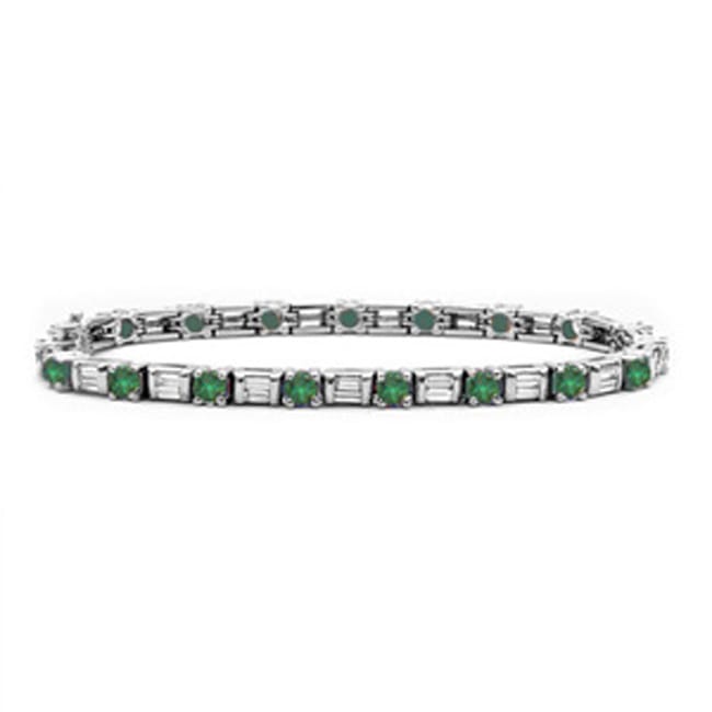 14k Gold Emerald Baguette Diamond Tennis Bracelet (5.50.cts.tw)