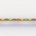 14k Bezel-Set Multi Color Stone Emerald-Cut Bracelet (14.2.cts.tw)