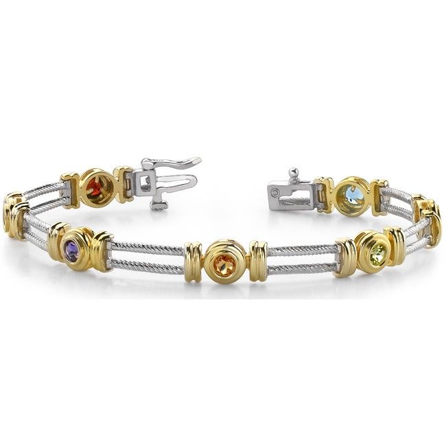 14k Two-Tone Solid Gold Gemstone Bracelet (1.25.cts.tw)