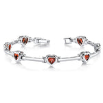14k White Gold Heart-Shaped Garnet Bars Bracelet (2.10.cts.tw)