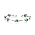 14k Gold Emerald Heart-Shaped Bar Bracelet (2.10.cts.tw)