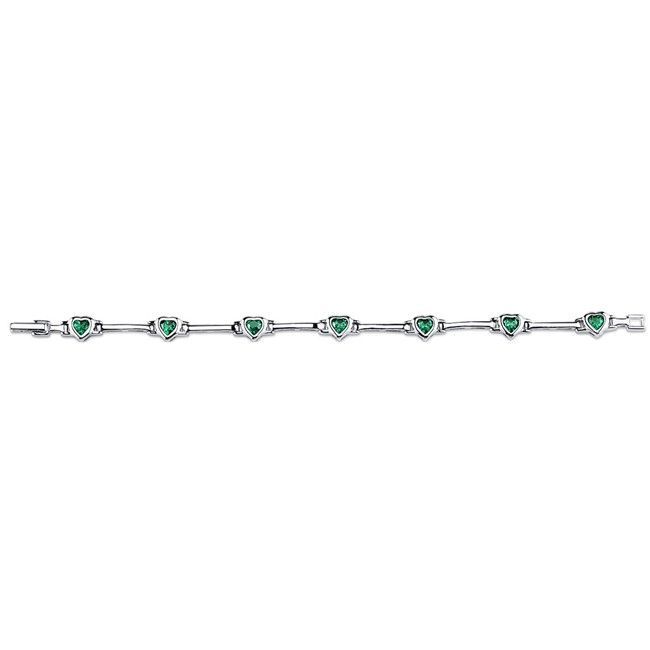 14k Gold Emerald Heart-Shaped Bar Bracelet (2.10.cts.tw)